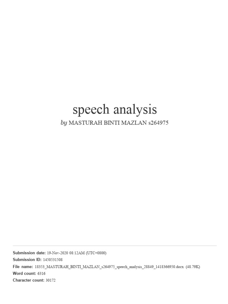 Speech Analysis Example and Guide | PDF