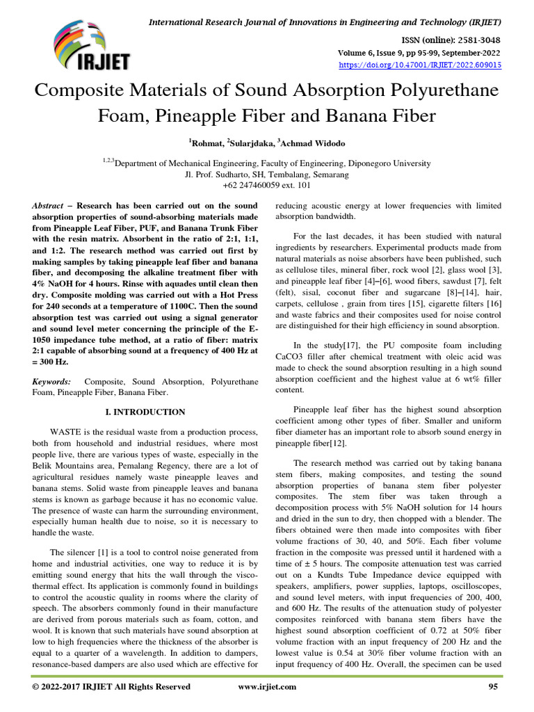 Composite Materials of Sound Absorption Pineapple and Banana Fibre PDF