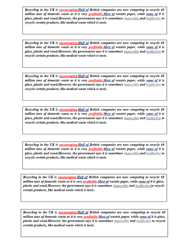 Formi, G Adjectives Example 1S PDF Waste Materials