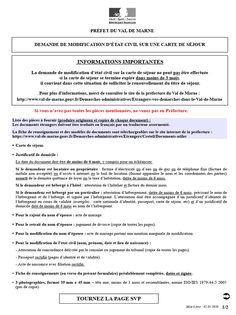 Demande de modification d'état civil | PDF | Certificat de naissance