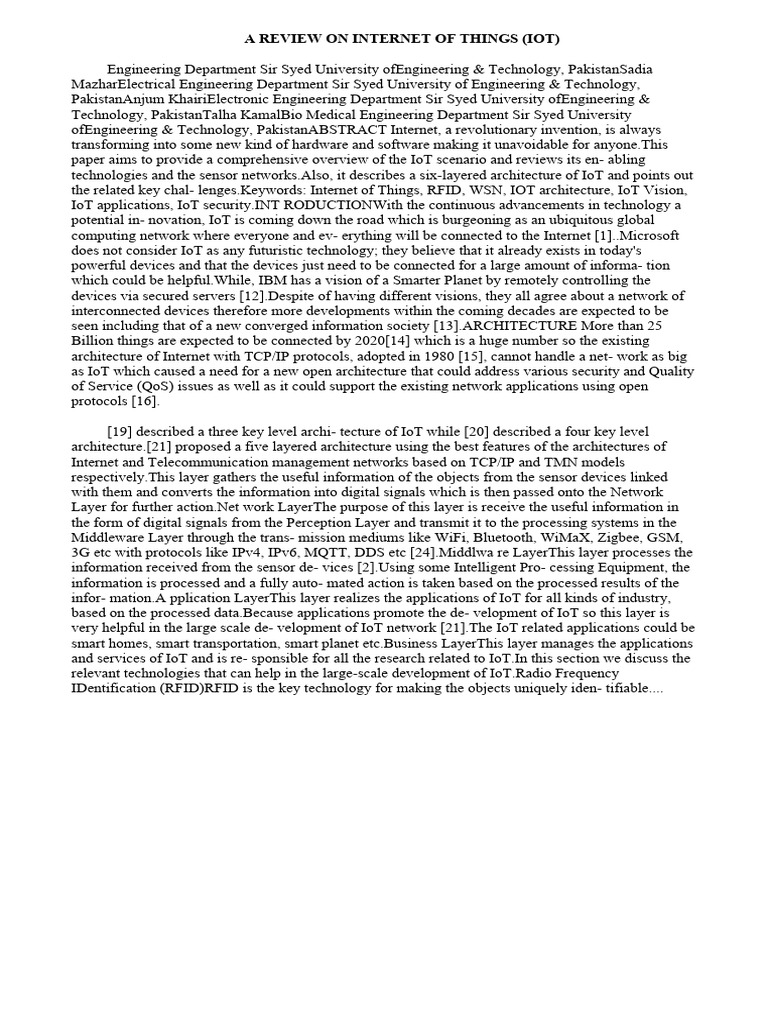 A Review On Internet of Things | PDF | Internet Of Things | Computer ...