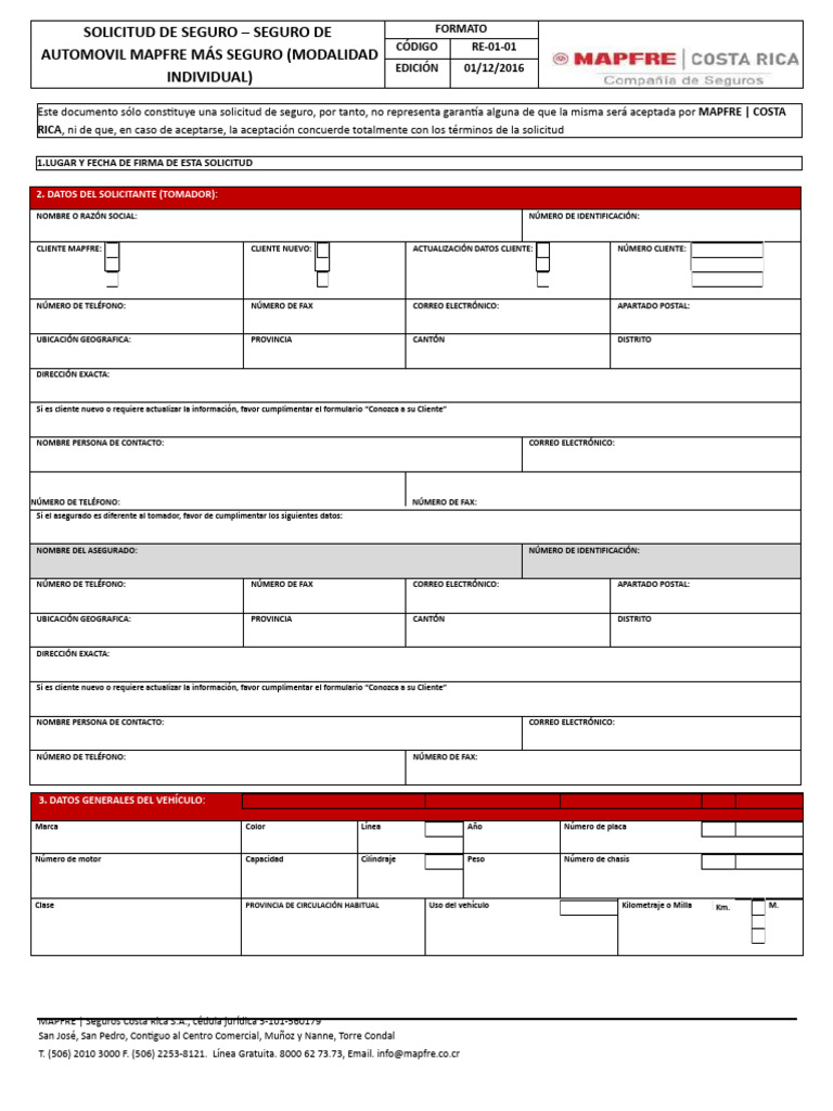 Solicitud de Seguro Automóvil Mapfre | PDF | Póliza de seguros | Seguro