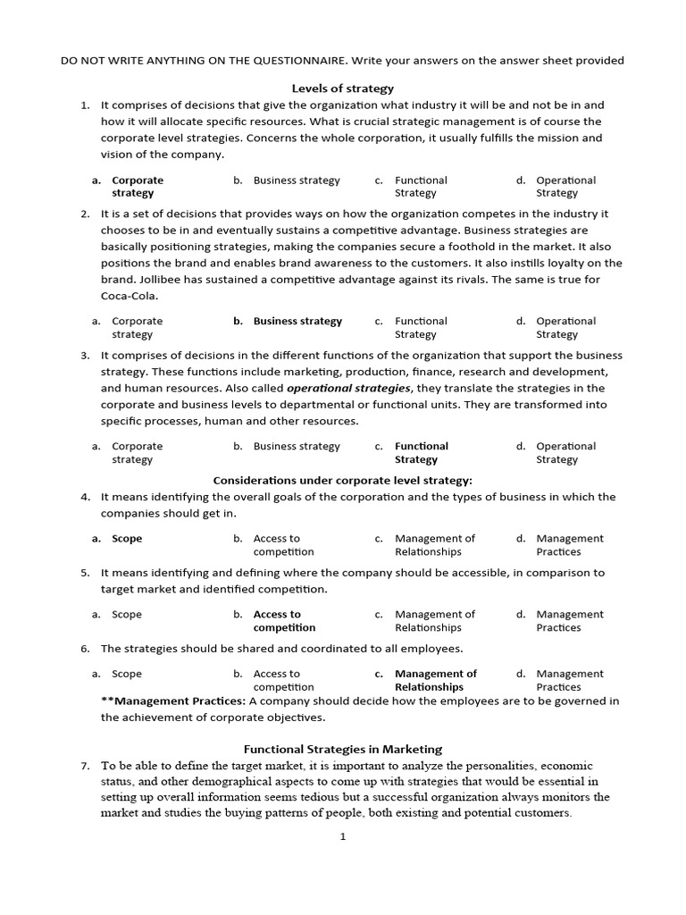 Strategic Management Final Exam Reviewer Pdf Strategic Management