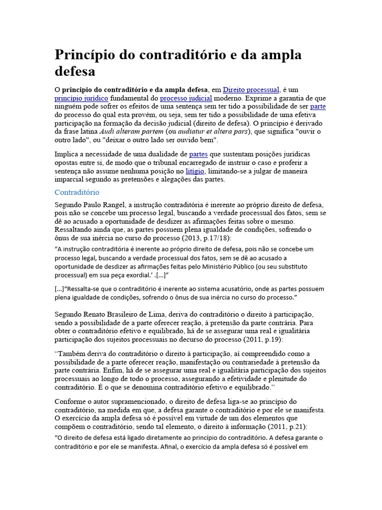 Princípio Do Contraditório e Da Ampla Defesa | PDF | Esfera pública ...