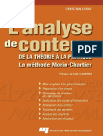 Analyse de Contenu, Méthode Morin Chartier, Théorie Et Pratique