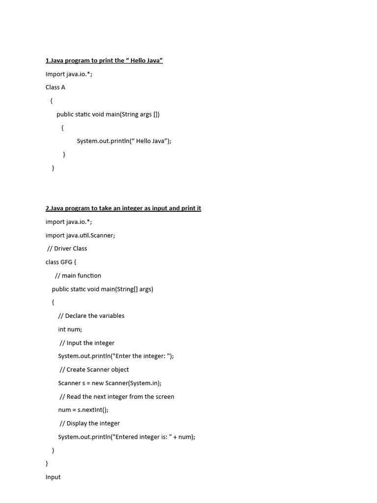 Java Sample Program | PDF | Java (Programming Language) | Integer ...
