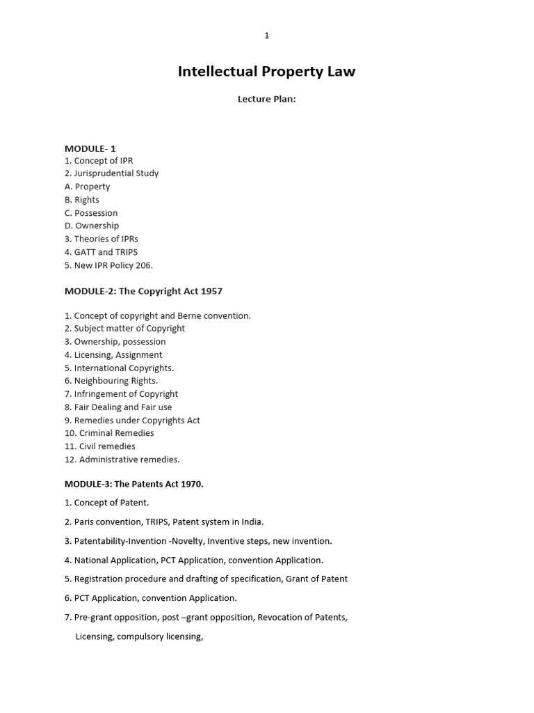 Intellectual Property Law Overview | PDF | Trademark | Intellectual ...