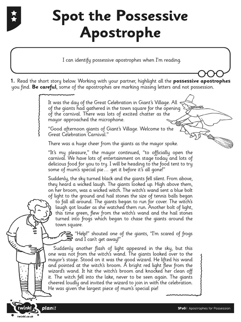 Activity Sheet Spot The Possessive Apostrophe PDF