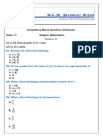 Class VI Worksheet Maths CBQ