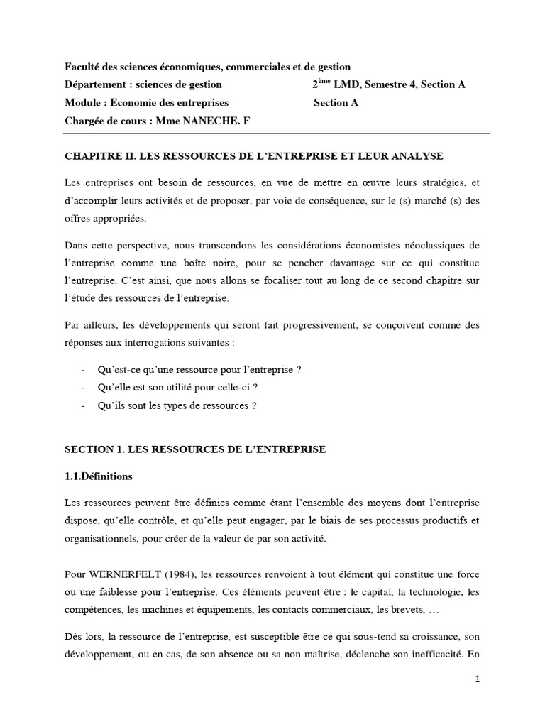 Analyse des ressources de l'entreprise | PDF | Business | Banques