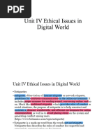 Unit IV Ethical Issues in Digital World 