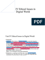 Unit IV Ethical Issues in Digital World 