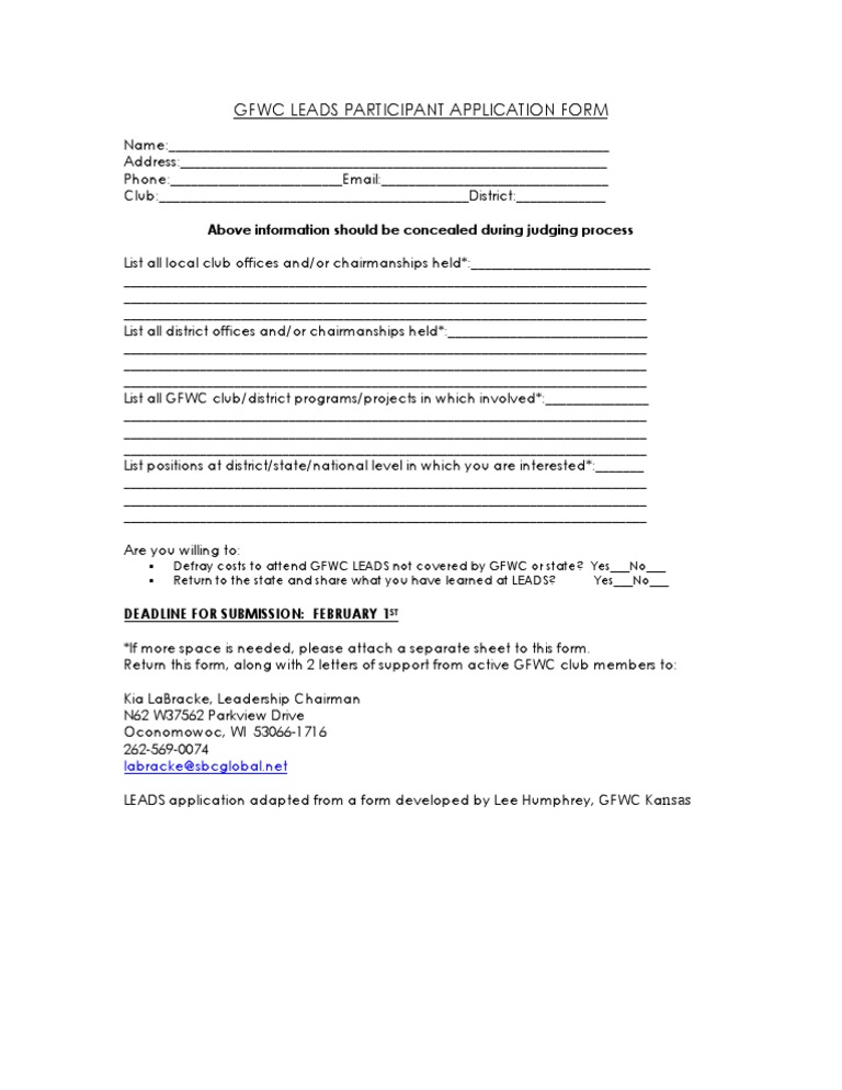 GFWC LEADS Application Form | PDF