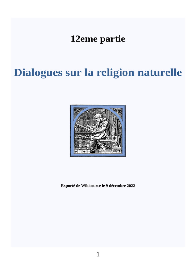 Dialogues sur la religion naturelle | PDF | Noûs | Raison