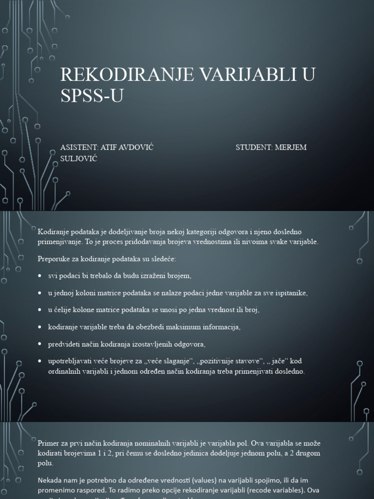 Rekodiranje Varijabli U Spss-U | PDF