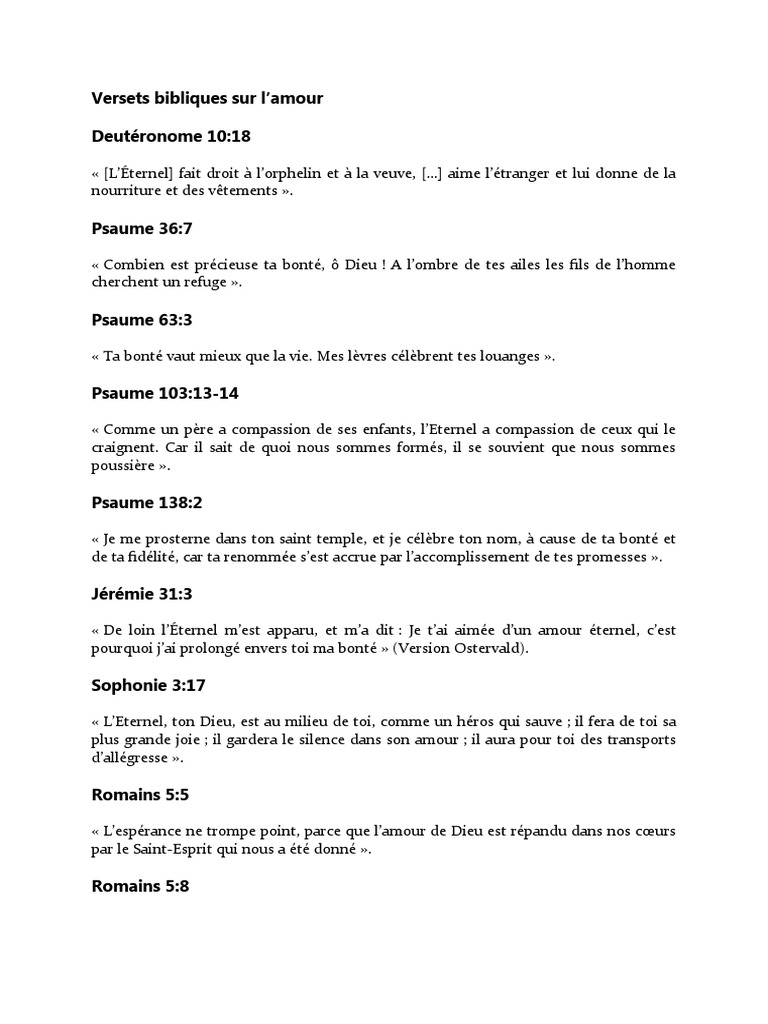 Versets bibliques sur l'amour de Dieu | PDF | Jésus | Dieu