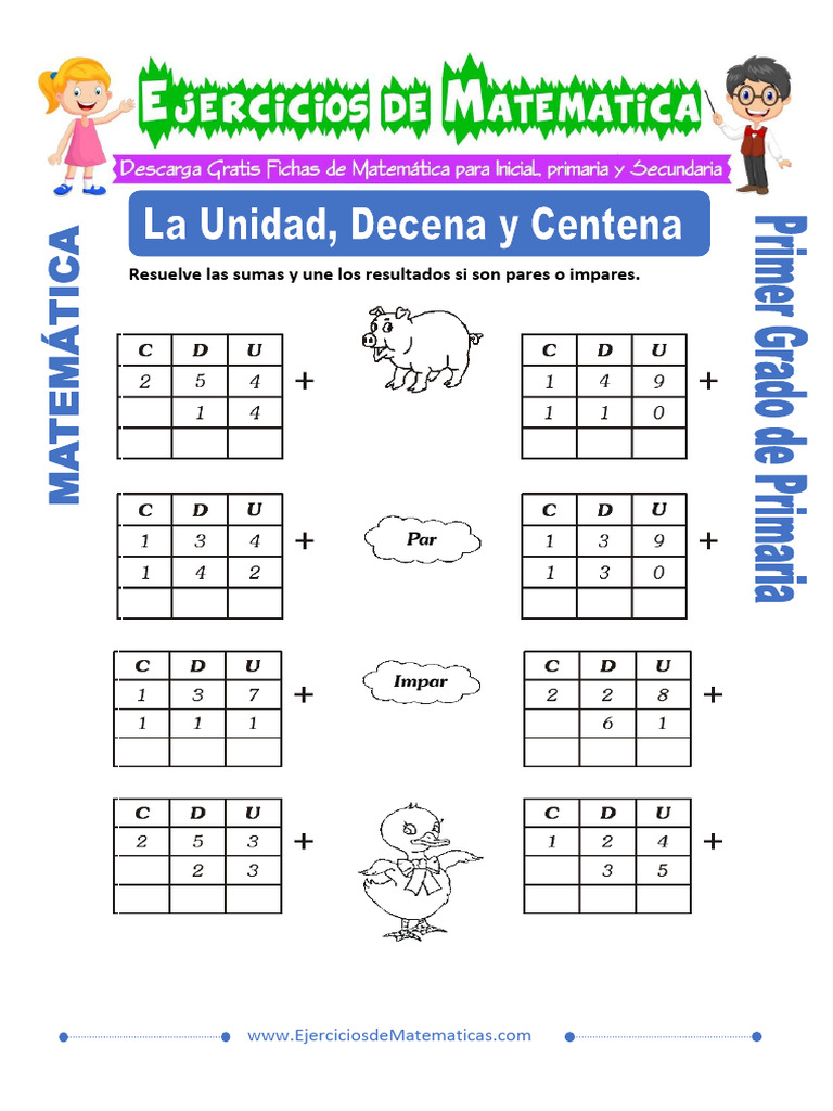 Ejercicios de Matemáticas para Primer Grado | PDF