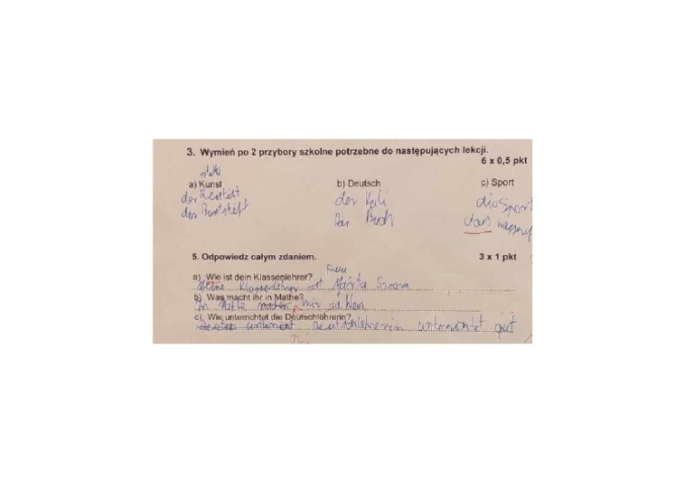 Niemiecki Sprawdzian Liceum Kapitel 7 Fokus 1 Niemiecki | PDF