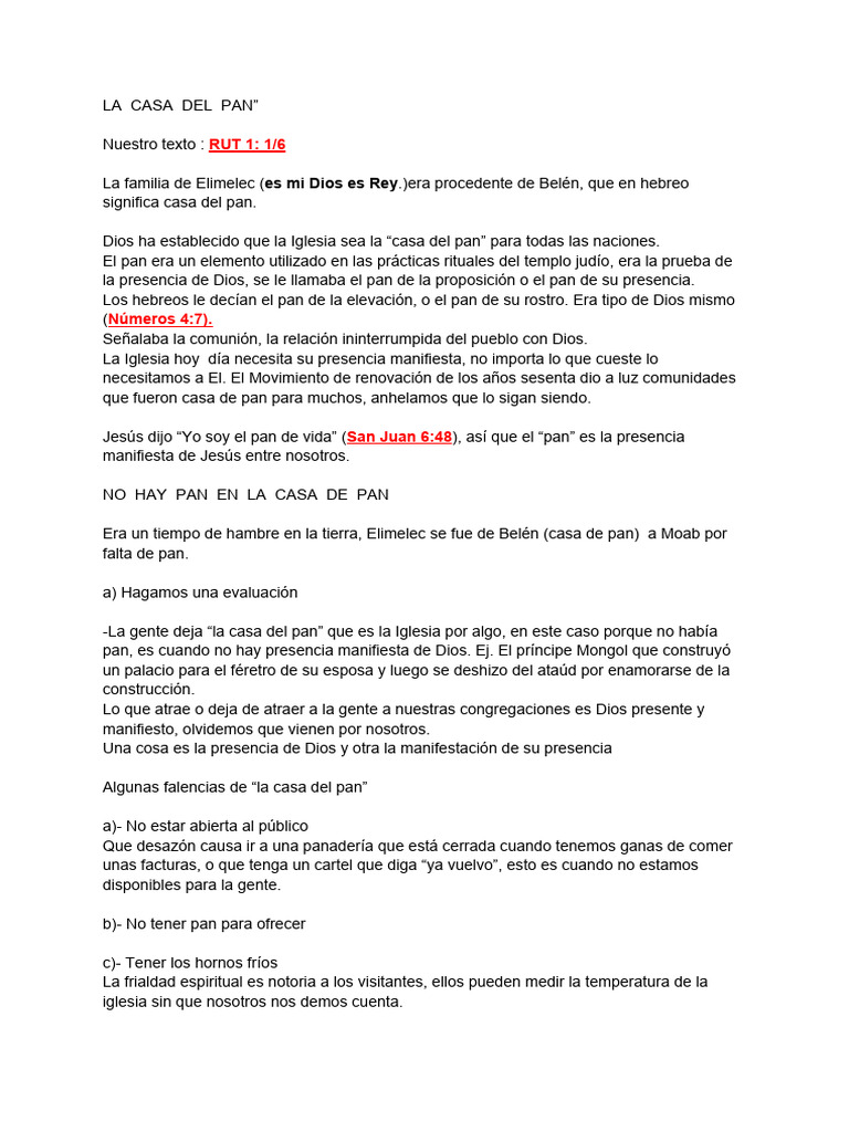 La Casa Del Pan" PDF Panes Noemí (figura bíblica)