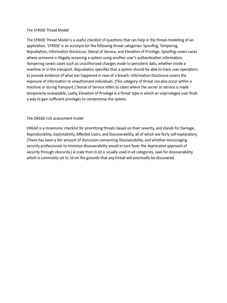 STRIDE & DREAD: Threat Modeling Guide | PDF