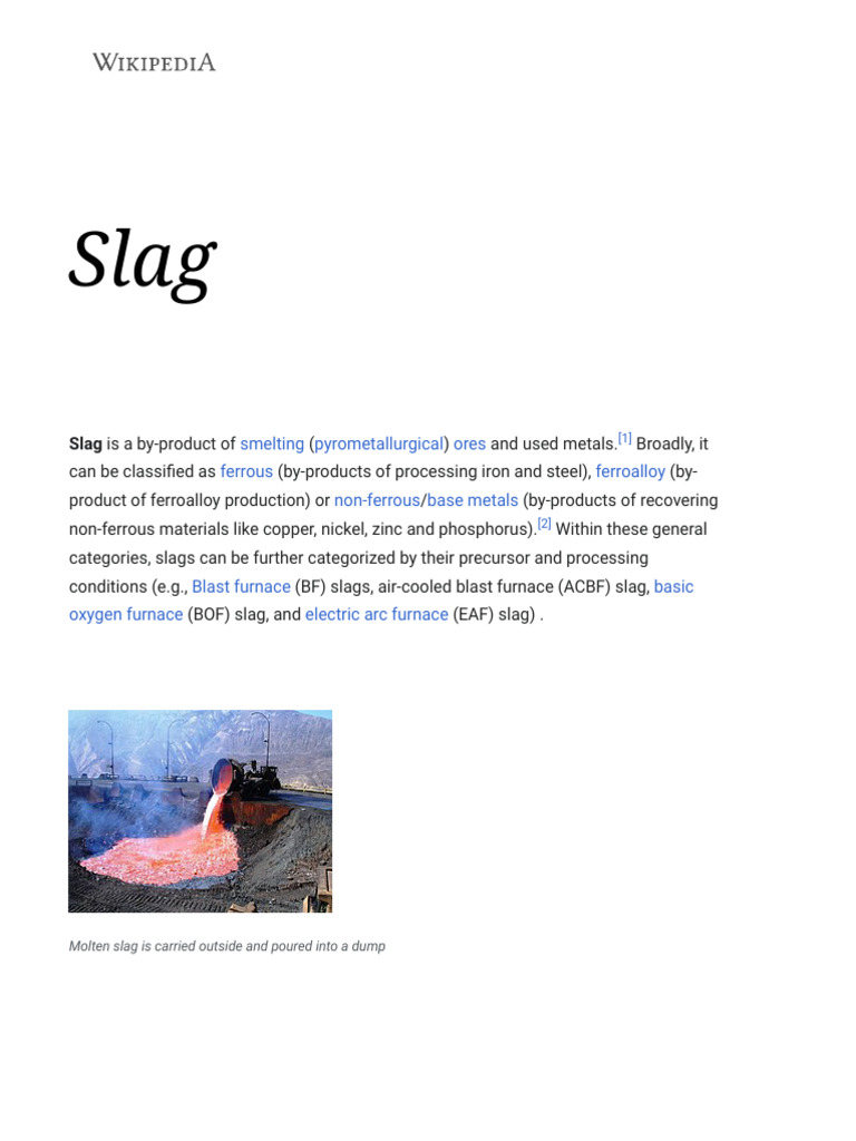 Slag Wikipedia PDF Steelmaking Chemistry
