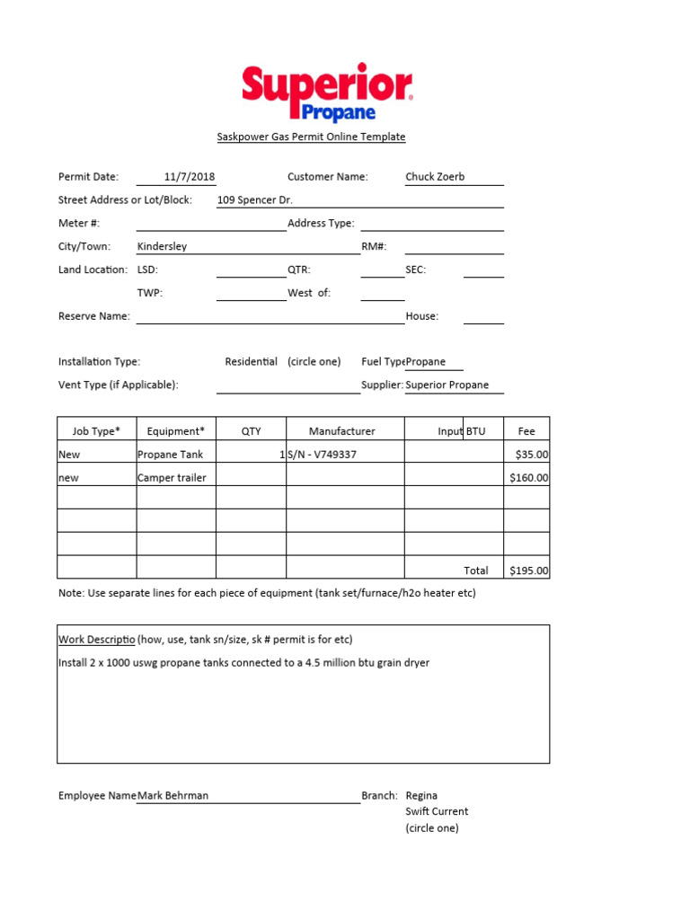 Gas Permit Form 1 PDF