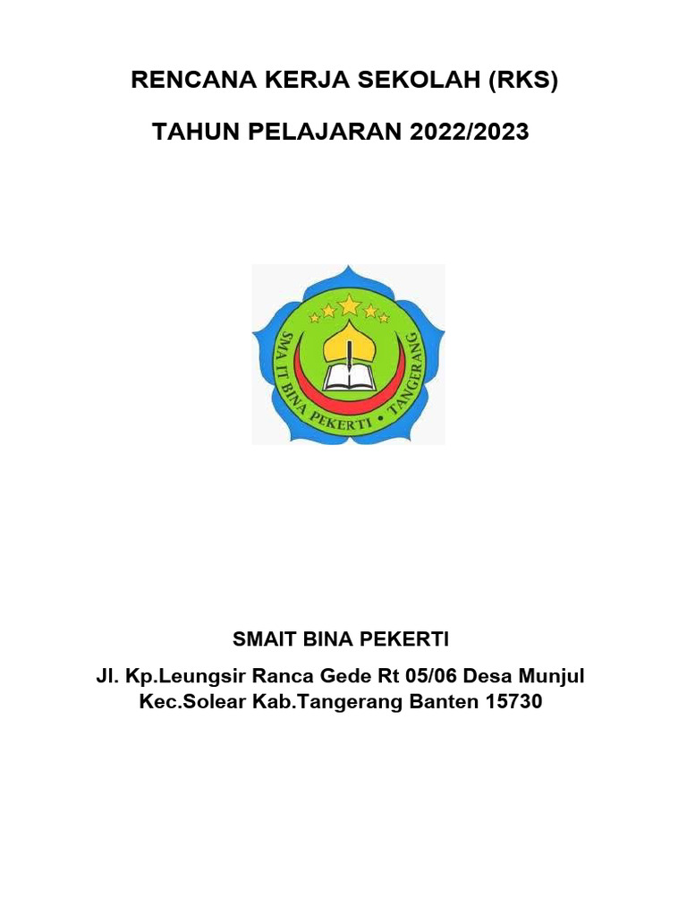 Rencana Kerja Sekolah (RKS) TAHUN PELAJARAN 2022/2023 | PDF | Karier ...