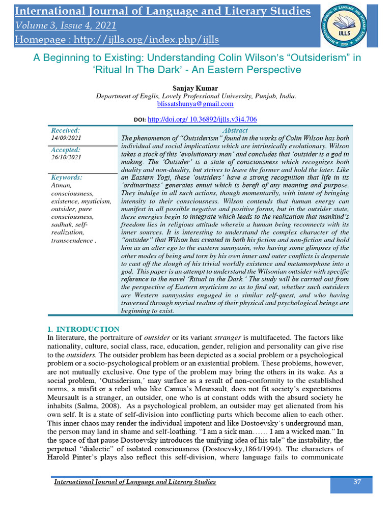 A Beginning T o Existing: Understanding Colin Wilson's 
