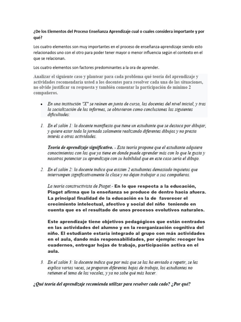 Teorías de Aprendizaje en Aula Infantil | PDF | Aprendizaje | Enseñando