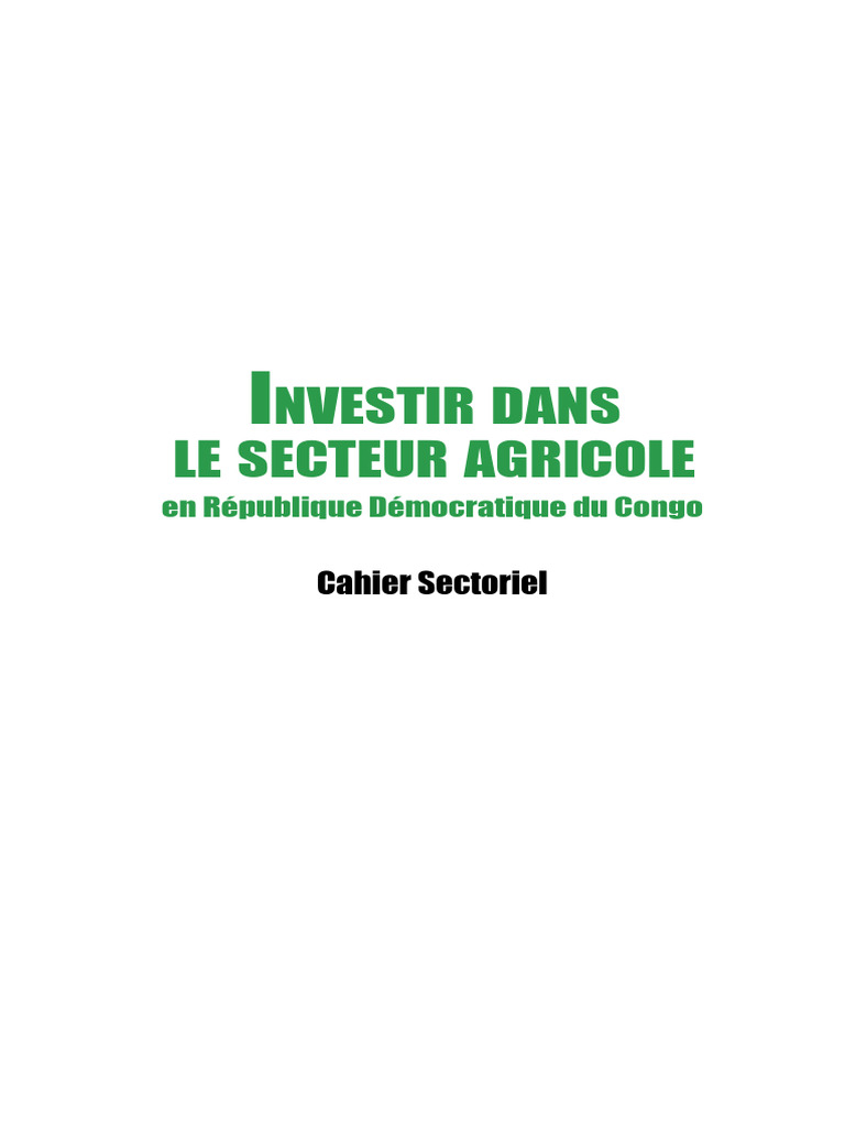 Opportunités d'investissement agricole en RDC | PDF | République ...
