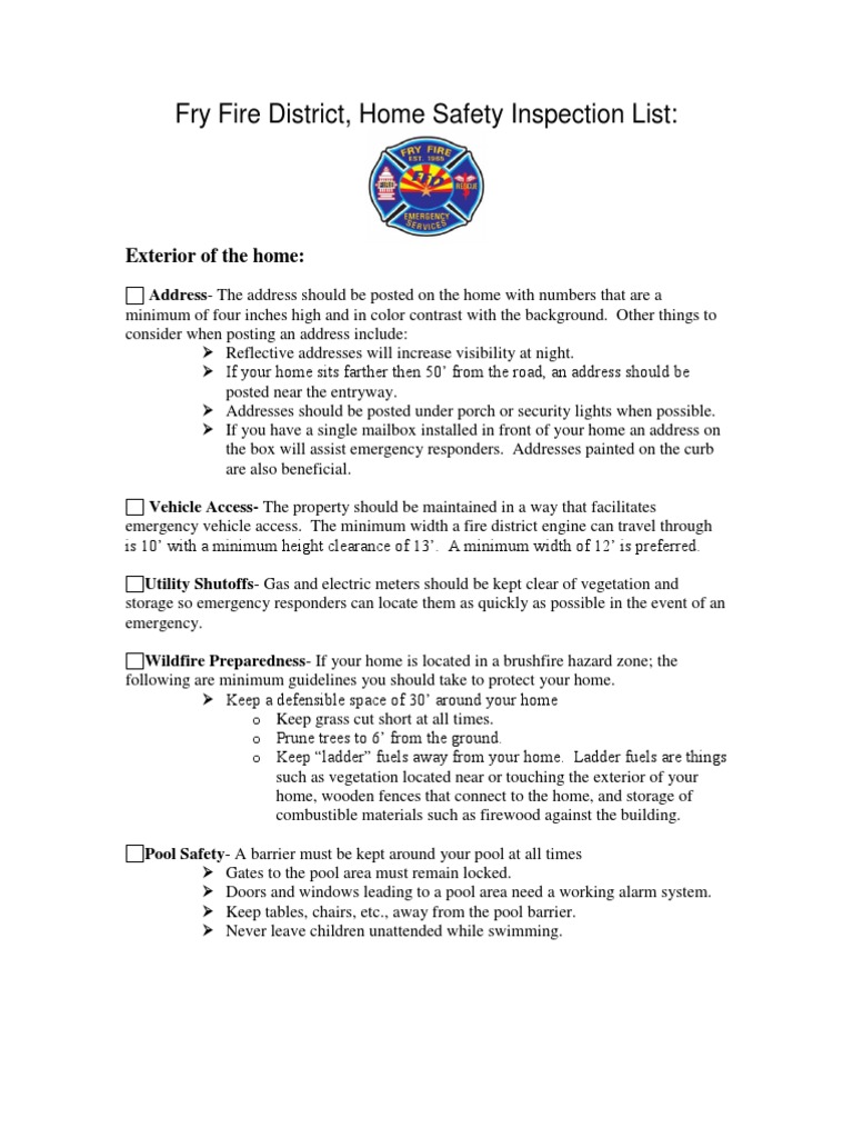 Home Fire Inspection Form | PDF