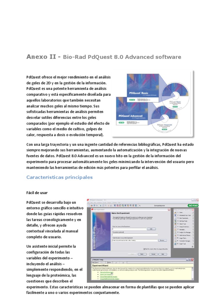 PdQuest 8.0: Análisis Avanzado de Geles 2D | PDF | Proteómica | Gestión ...