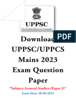 UPPSC UPPCS Mains 2023 General Studies Exam Question Paper 3 On 28 September 2023 - WWW - Dhyeyaias.com