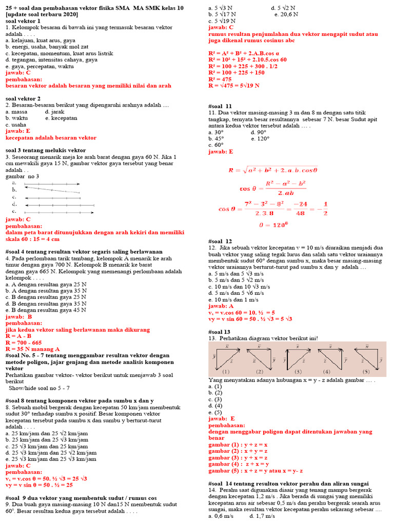 Soal dan Pembahasan Vektor Fisika Kelas 11 | PDF | Metode & Bahan Ajar