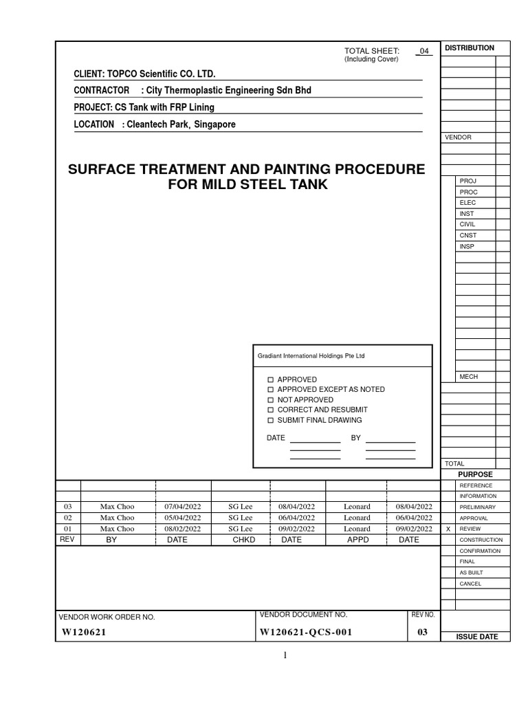 Surface Treatment for Mild Steel Tanks | PDF | Paint | Humidity