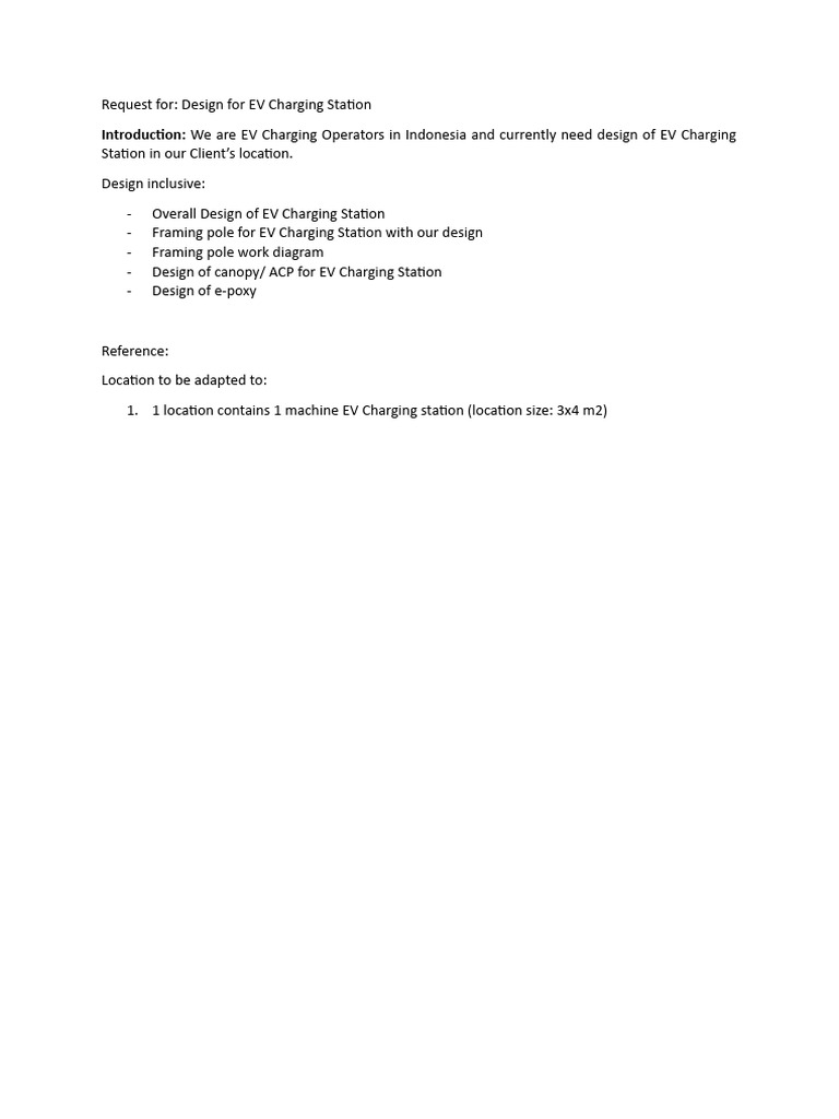 Request For Design For EV Charging Station | PDF