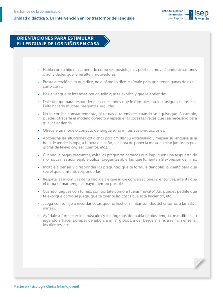 Estimulación del lenguaje en niños | PDF | Artes del Lenguaje y ...