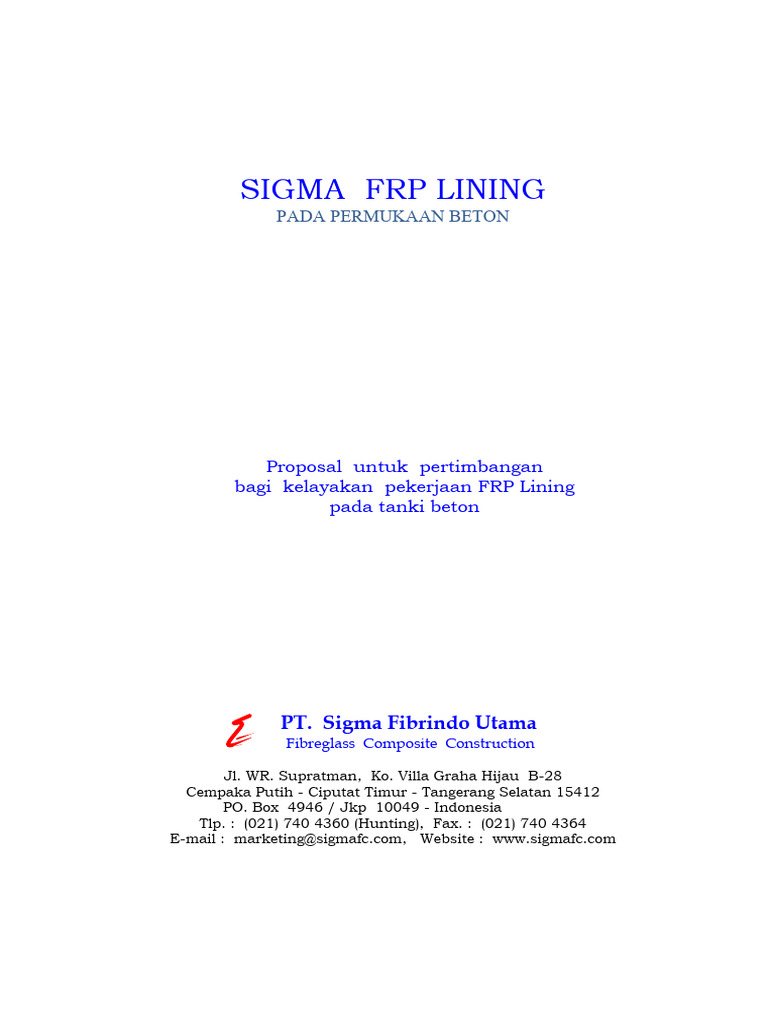Proposal Pekerjaan FRP Lining Beton | PDF | Teknologi & Rekayasa