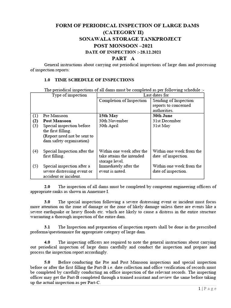 Pre-Monsoon Inspection Guidelines for Dams | PDF | Dam | Spillway