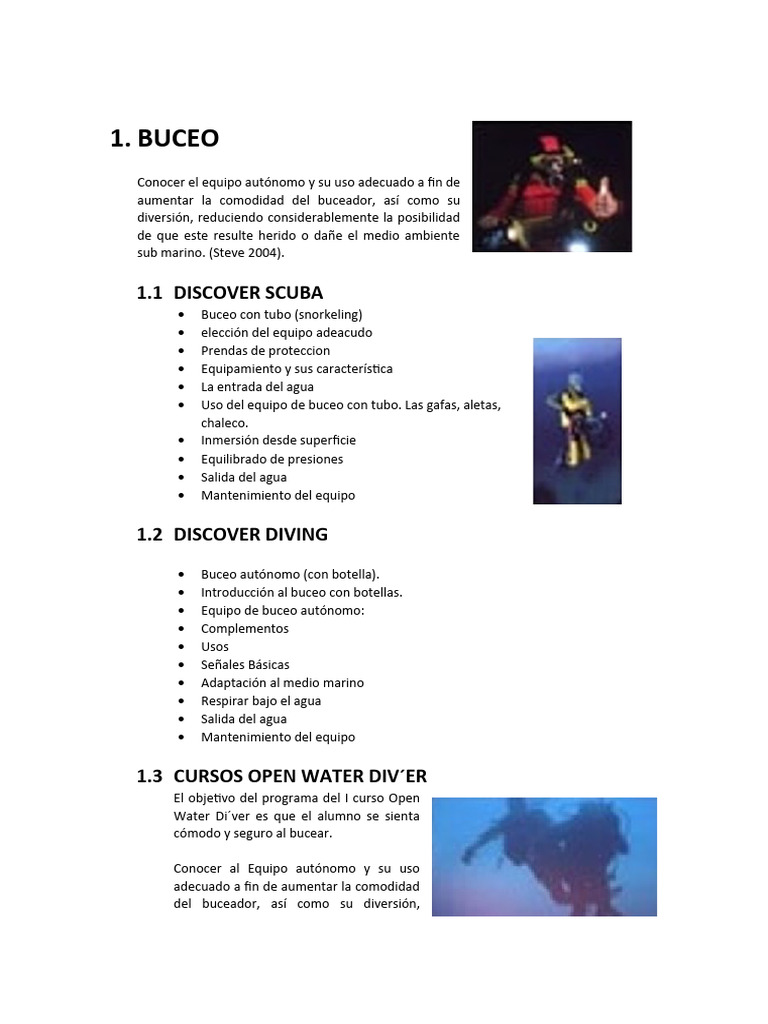 Guía de Buceo y Equipamiento Autónomo | PDF | Ciencia y matemáticas