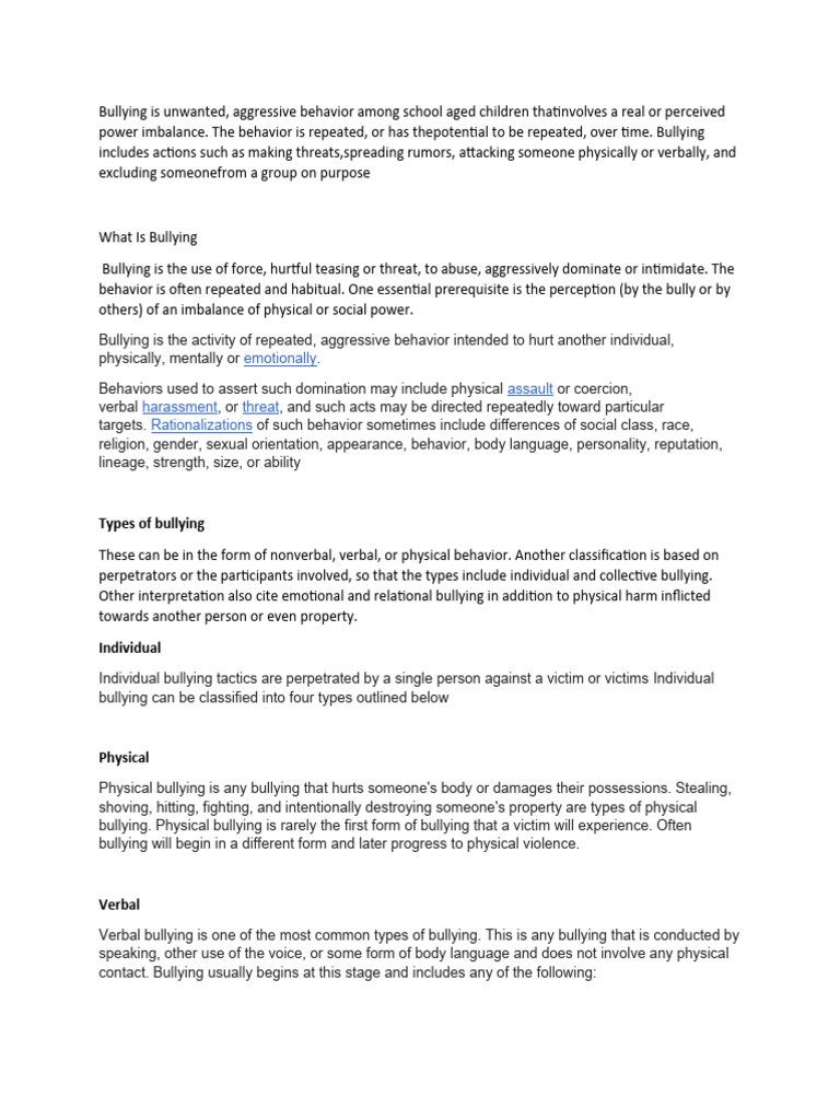 Understanding Bullying Dynamics | PDF | Bullying | Cyberbullying