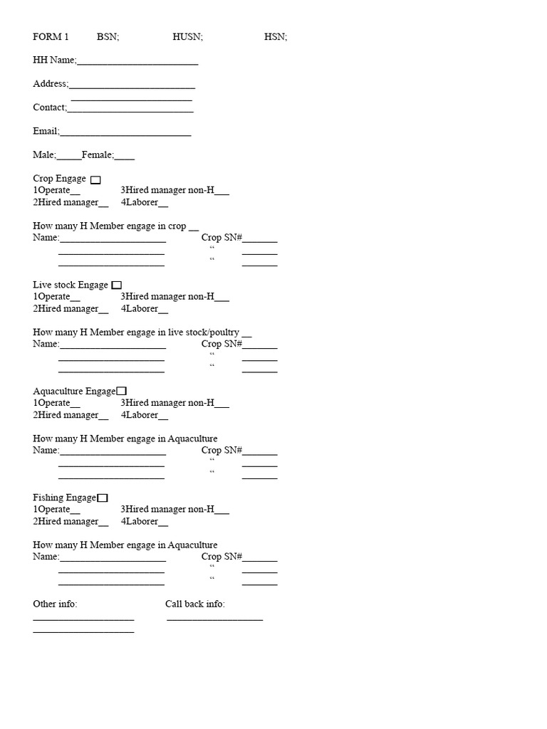 Cencus Form | PDF | Livestock | Domesticated Animals