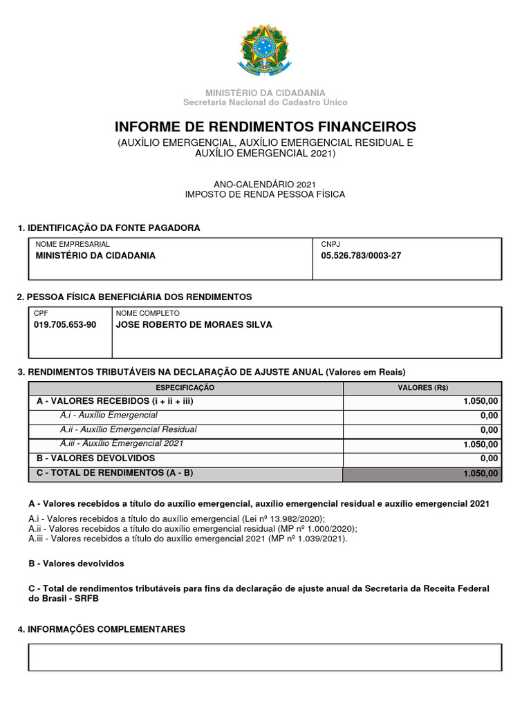 Informe de Rendimentos | PDF