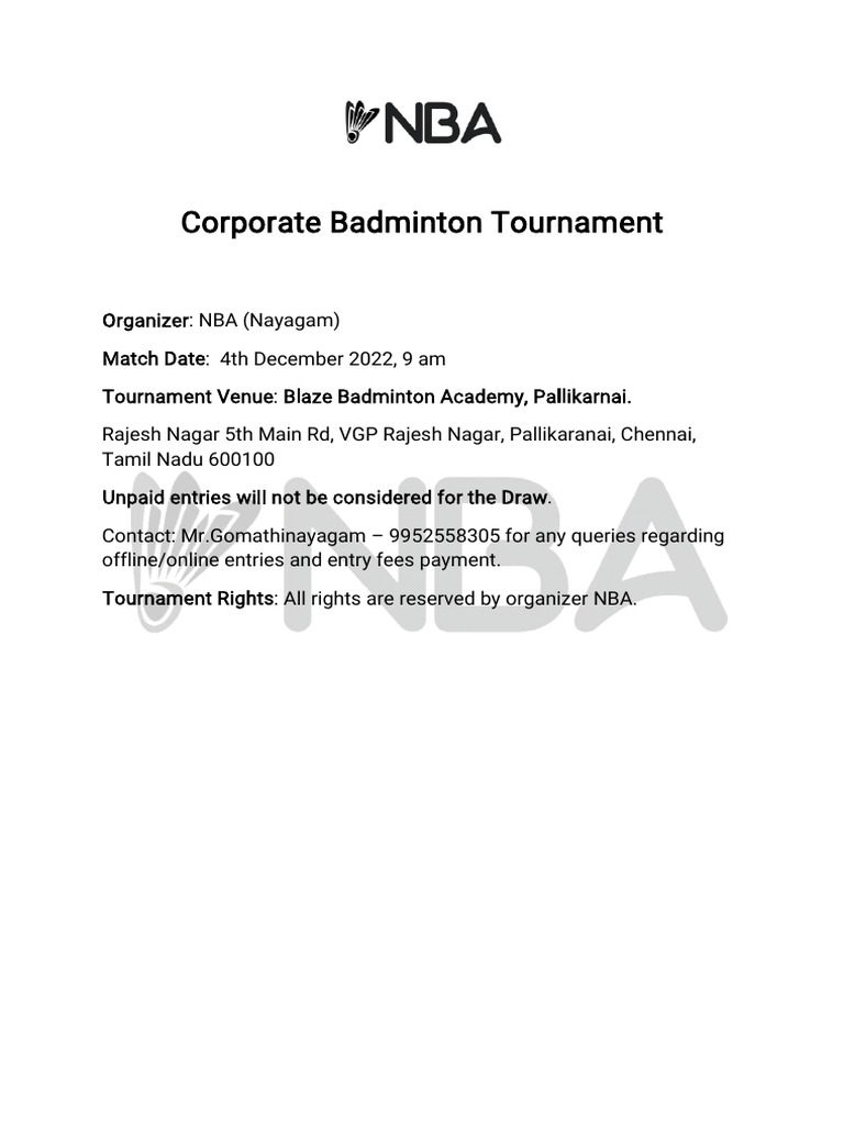 Rules of NBA Tournament | PDF | Tournament | Sports