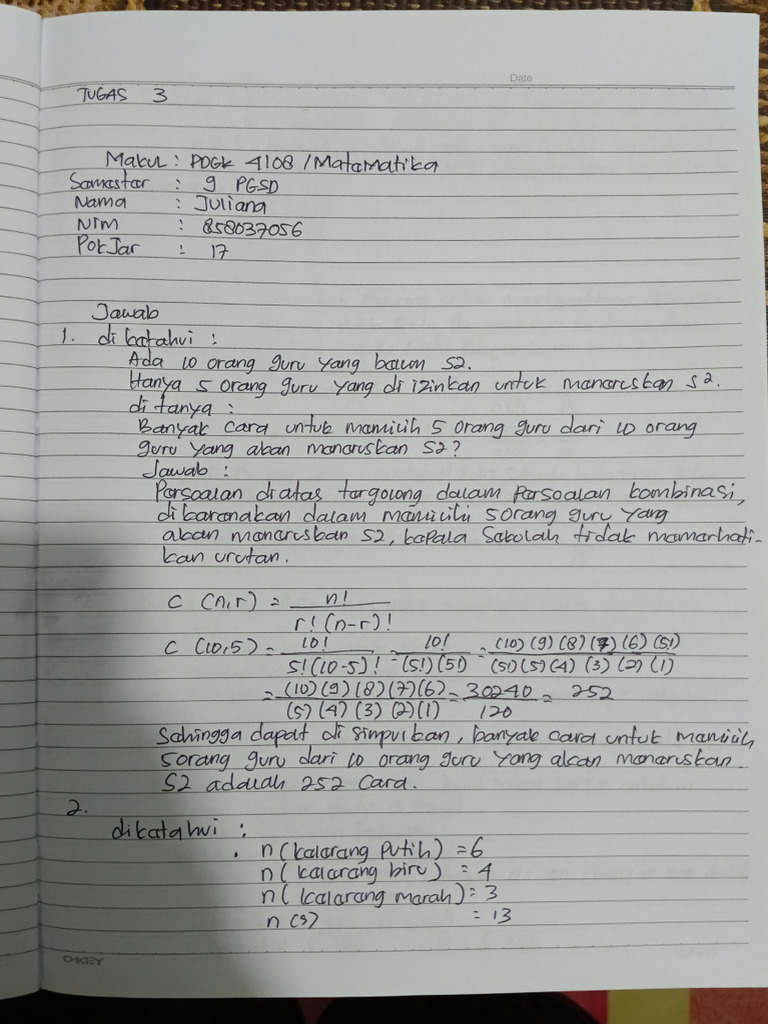 Tugas 3 Matematika Juliana Pdgk 4108 Pdf