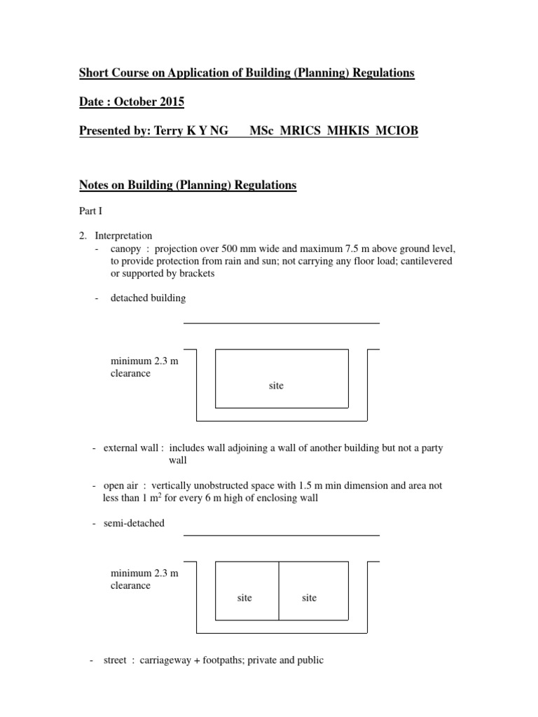 Short Course On Application of Building (Planning) Regulations (2015 ...