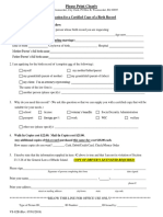 Please Print Clearly: Application For A Certified Copy of A Birth Record Please Complete ALL Items 1-5 Below