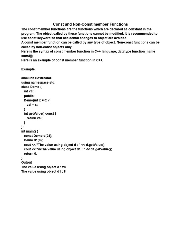 Encapsulation Const Non Const Function | PDF | Object (Computer Science ...