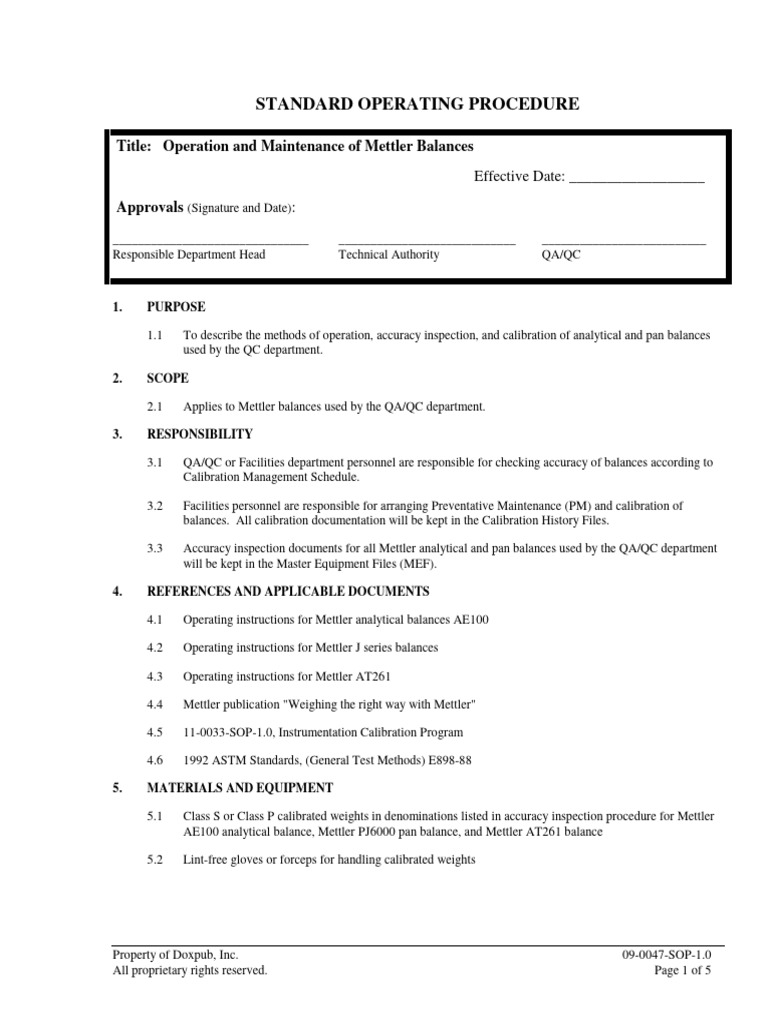 WB SOP PDF Calibration Weighing Scale