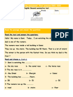 ورقة عمل Reading and Writing Assessment اللغة الإنجليزية الصف الثالث